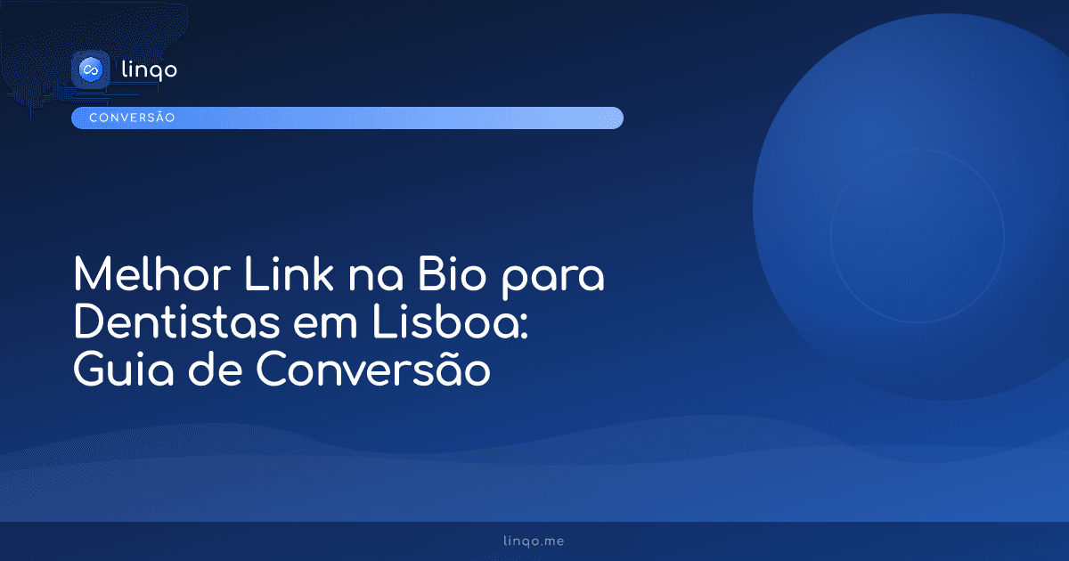 Dentista num consultório moderno em Lisboa a consultar o telemóvel com a sua página de link na bio aberta