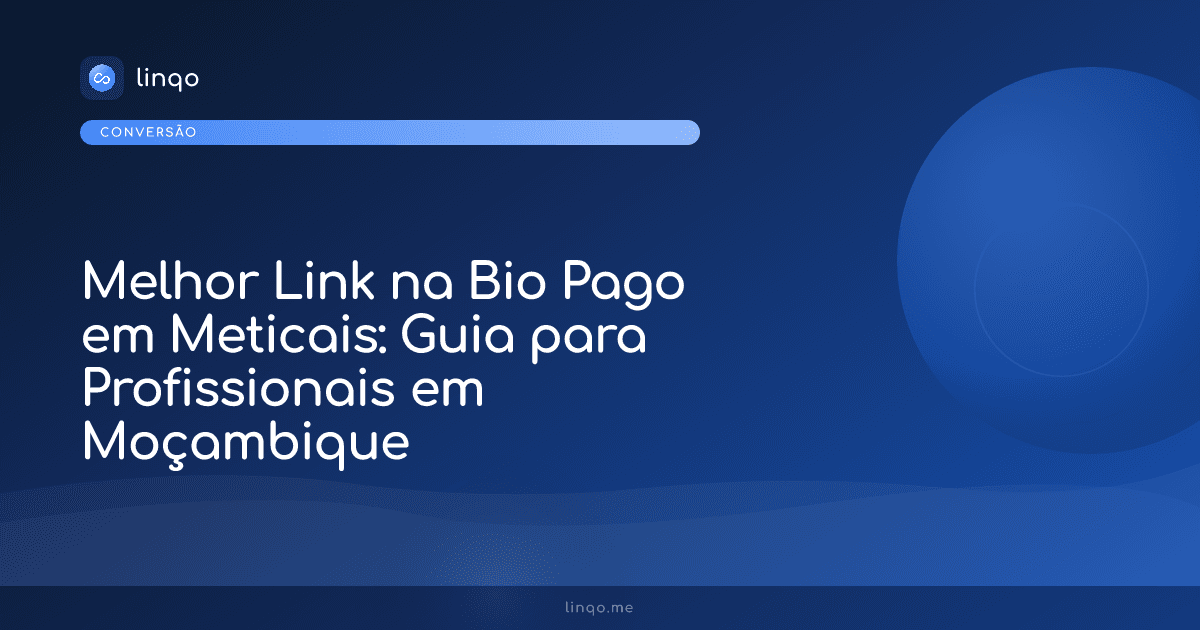 Interface do Linqo exibindo uma página de link na bio otimizada para profissionais em Moçambique em smartphones